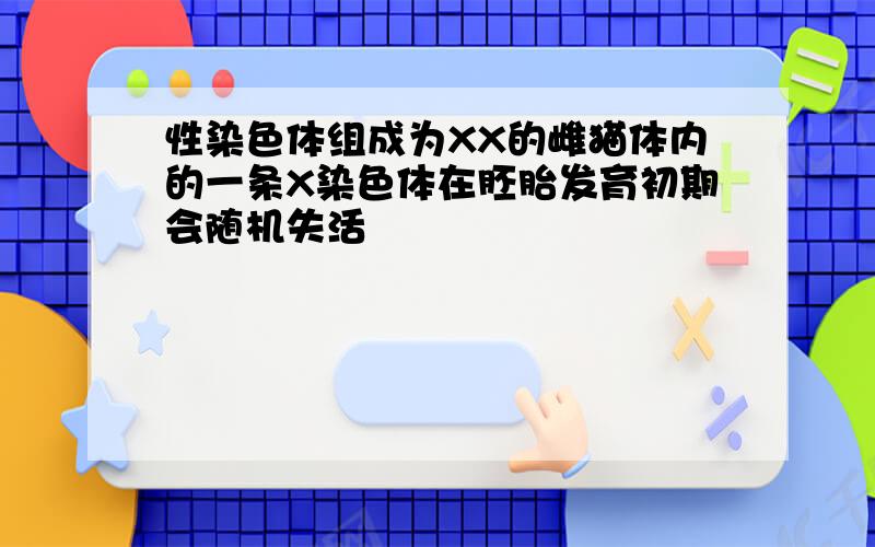 性染色体组成为XX的雌猫体内的一条X染色体在胚胎发育初期会随机失活