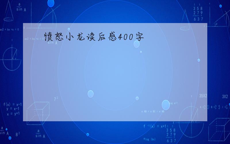 愤怒小龙读后感400字