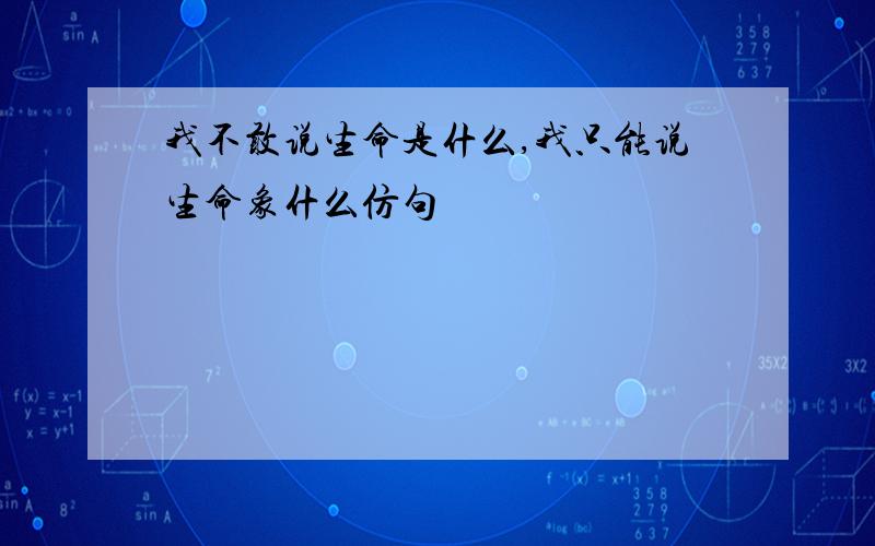 我不敢说生命是什么,我只能说生命象什么仿句