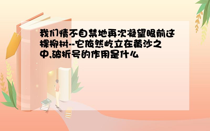 我们情不自禁地再次凝望眼前这棵柳树--它依然屹立在黄沙之中,破折号的作用是什么