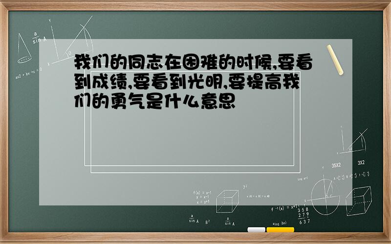 我们的同志在困难的时候,要看到成绩,要看到光明,要提高我们的勇气是什么意思