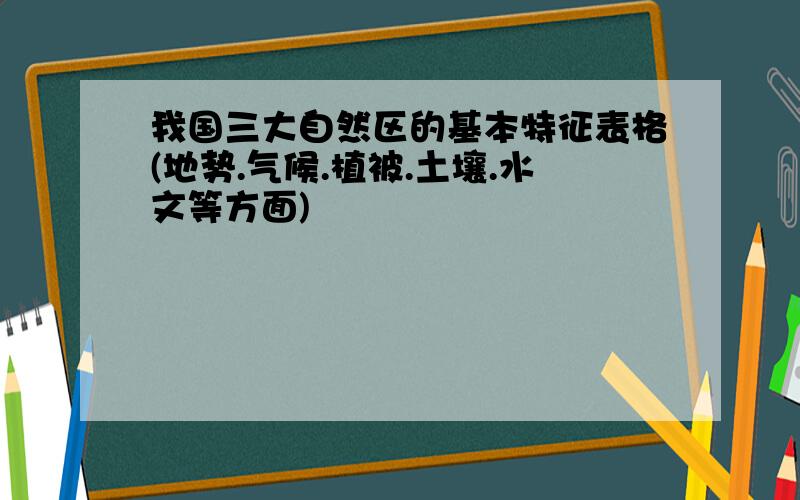 我国三大自然区的基本特征表格(地势.气候.植被.土壤.水文等方面)