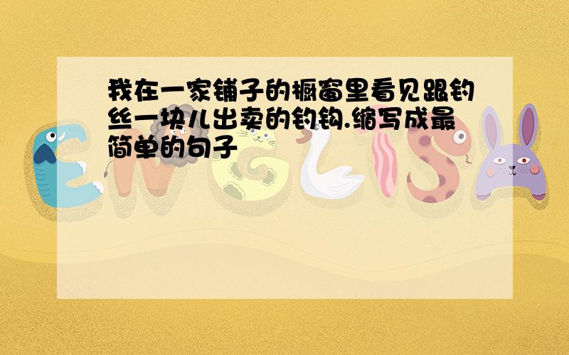 我在一家铺子的橱窗里看见跟钓丝一块儿出卖的钓钩.缩写成最简单的句子