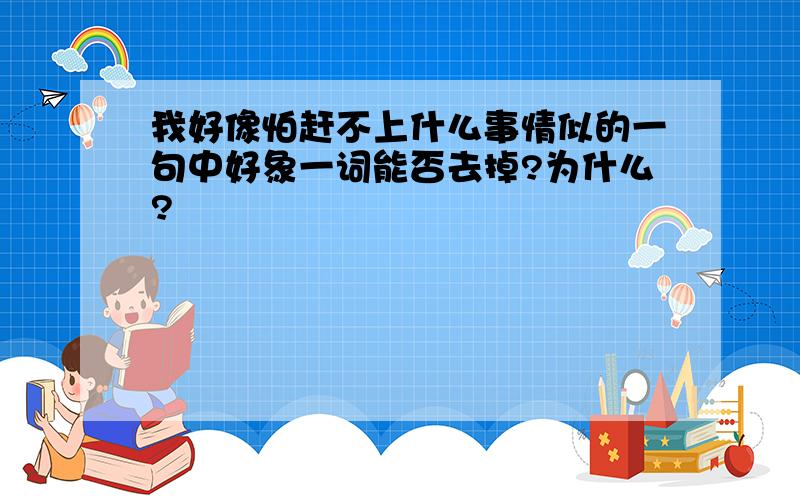 我好像怕赶不上什么事情似的一句中好象一词能否去掉?为什么?