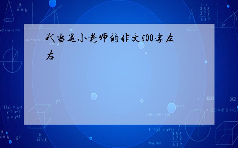 我当过小老师的作文500字左右