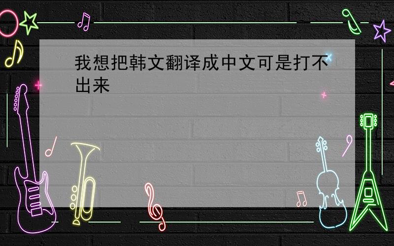 我想把韩文翻译成中文可是打不出来