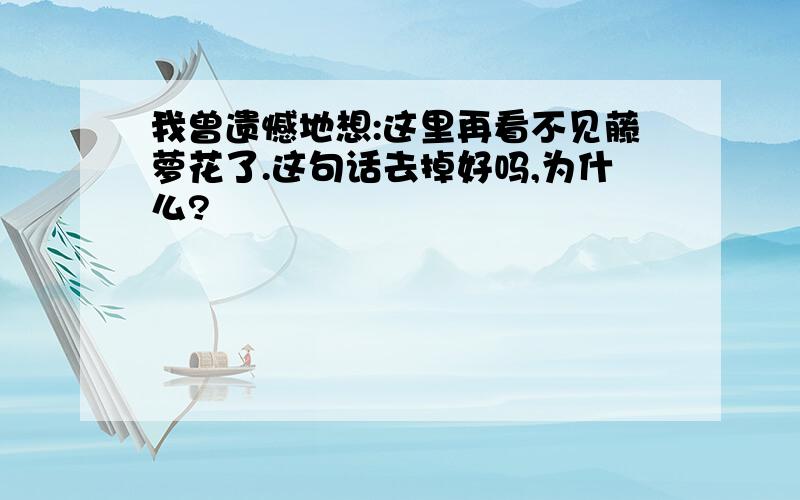 我曾遗憾地想:这里再看不见藤萝花了.这句话去掉好吗,为什么?