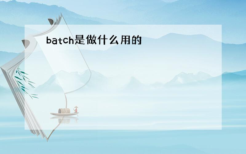 batch是做什么用的