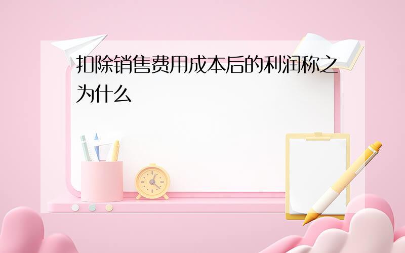 扣除销售费用成本后的利润称之为什么