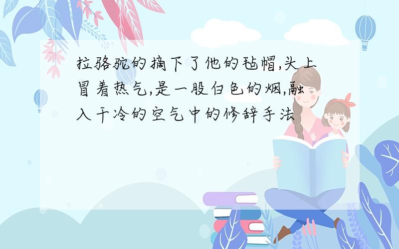 拉骆驼的摘下了他的毡帽,头上冒着热气,是一股白色的烟,融入干冷的空气中的修辞手法