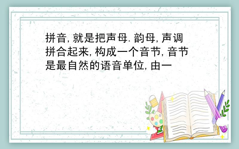 拼音,就是把声母.韵母,声调拼合起来,构成一个音节,音节是最自然的语音单位,由一