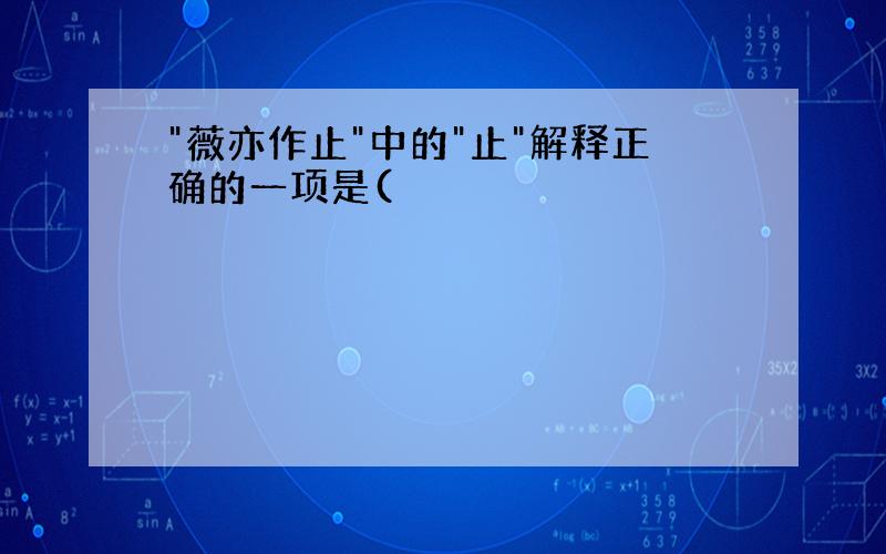 "薇亦作止"中的"止"解释正确的一项是(