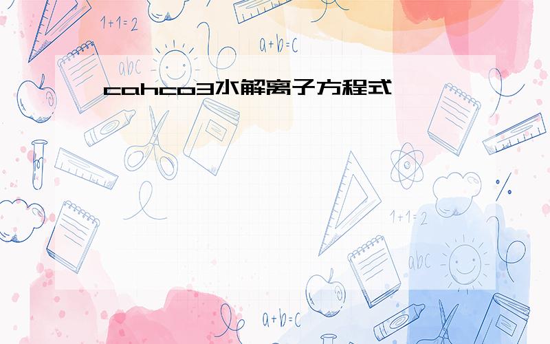 cahco3水解离子方程式