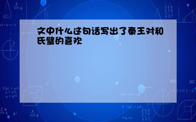 文中什么这句话写出了秦王对和氏璧的喜欢