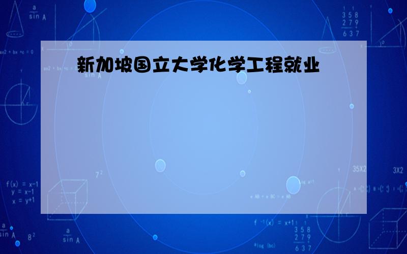 新加坡国立大学化学工程就业