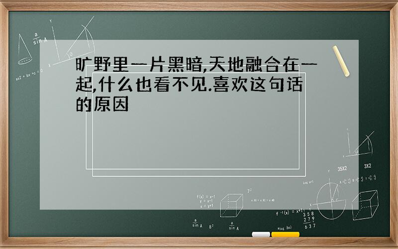 旷野里一片黑暗,天地融合在一起,什么也看不见.喜欢这句话的原因