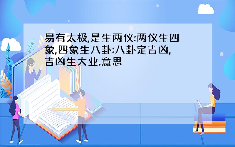 易有太极,是生两仪:两仪生四象,四象生八卦:八卦定吉凶,吉凶生大业.意思