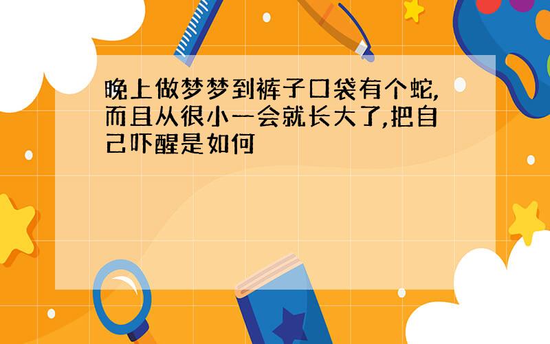 晚上做梦梦到裤子口袋有个蛇,而且从很小一会就长大了,把自己吓醒是如何