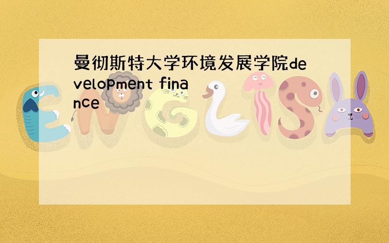 曼彻斯特大学环境发展学院development finance