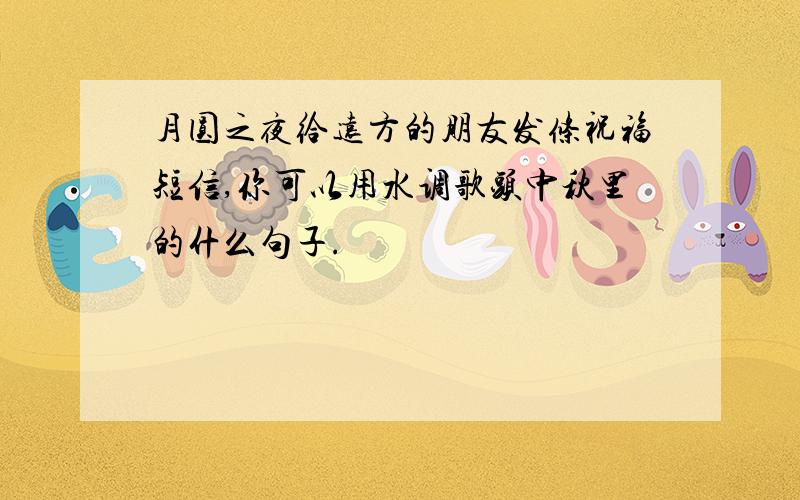 月圆之夜给远方的朋友发条祝福短信,你可以用水调歌头中秋里的什么句子.