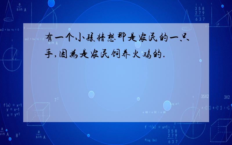 有一个小孩猜想那是农民的一只手,因为是农民饲养火鸡的.