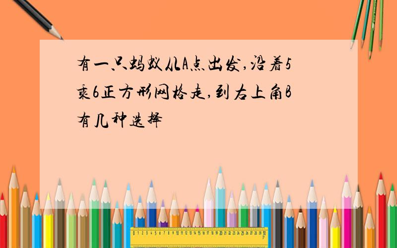 有一只蚂蚁从A点出发,沿着5乘6正方形网格走,到右上角B有几种选择