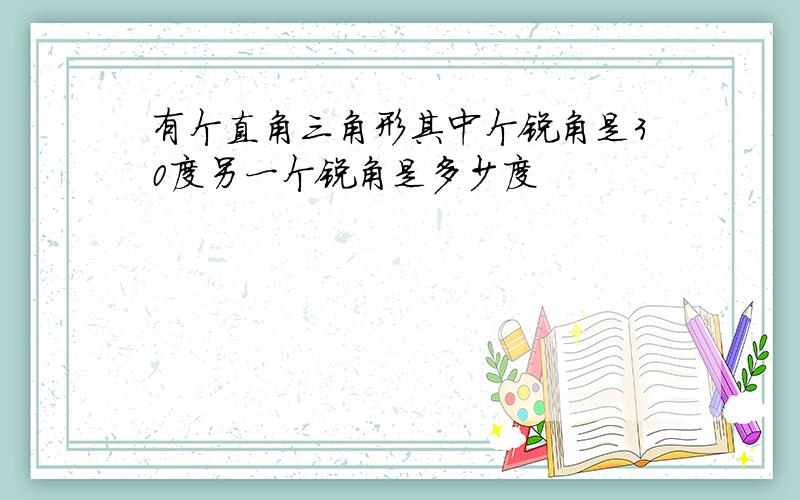 有个直角三角形其中个锐角是30度另一个锐角是多少度