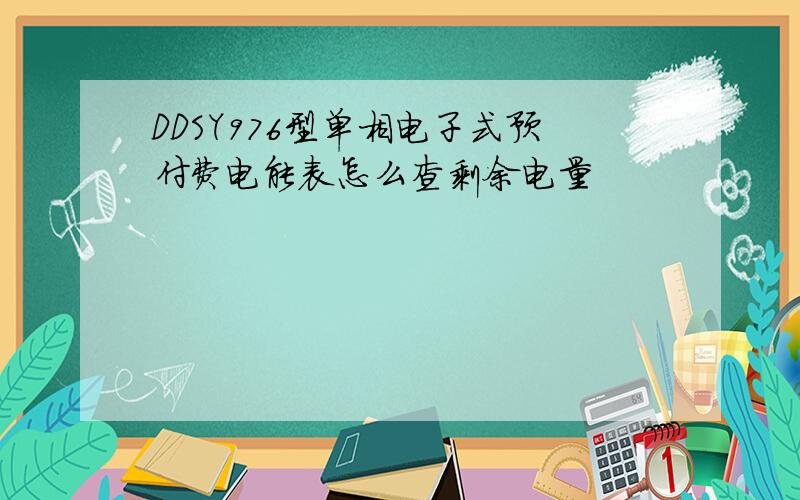 DDSY976型单相电子式预付费电能表怎么查剩余电量