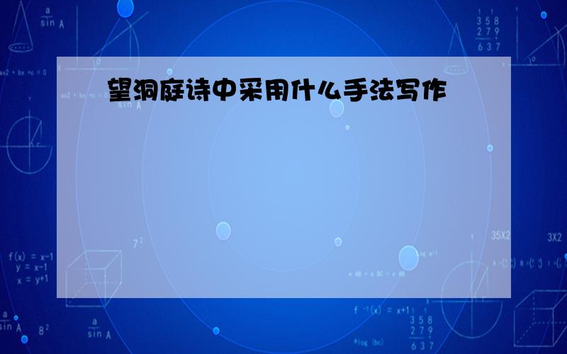 望洞庭诗中采用什么手法写作