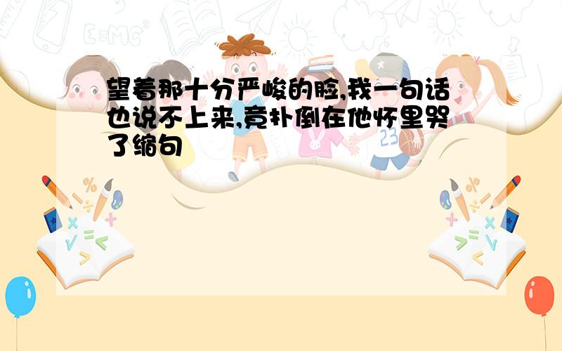 望着那十分严峻的脸,我一句话也说不上来,竟扑倒在他怀里哭了缩句