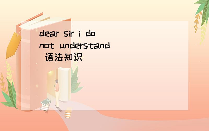 dear sir i do not understand 语法知识