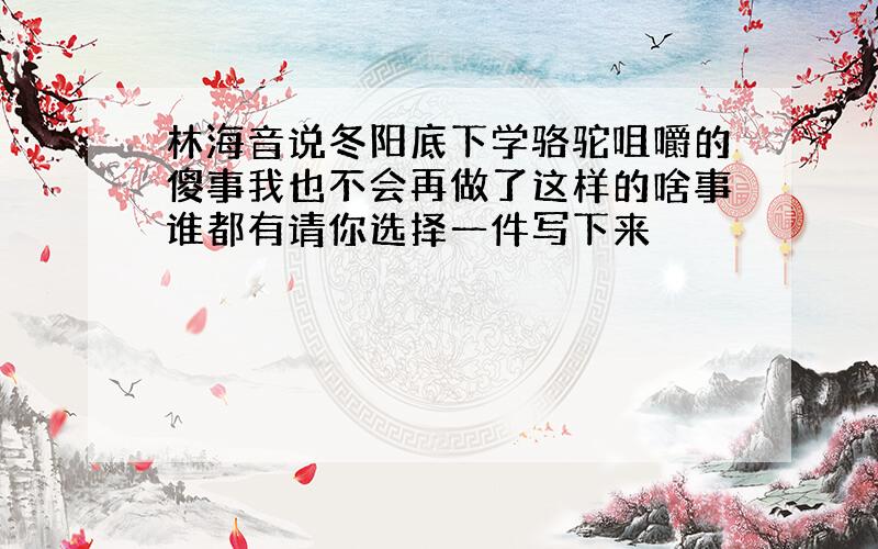 林海音说冬阳底下学骆驼咀嚼的傻事我也不会再做了这样的啥事谁都有请你选择一件写下来