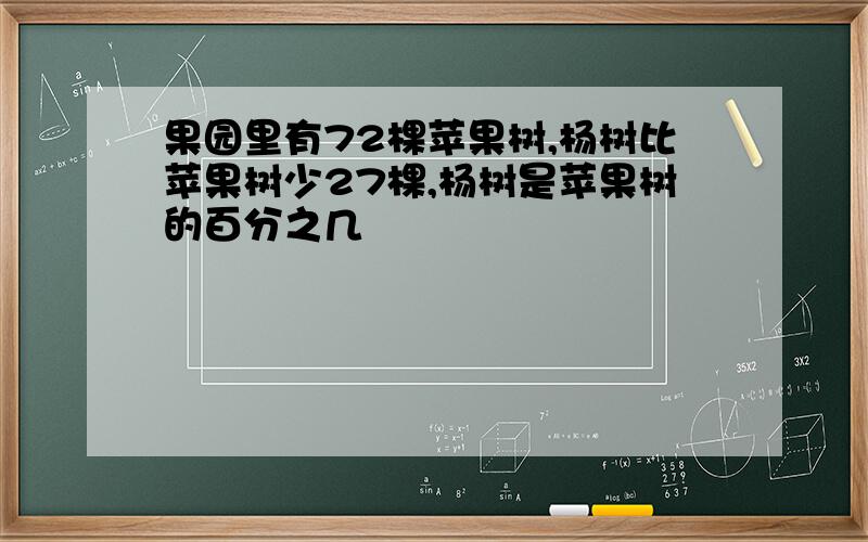 果园里有72棵苹果树,杨树比苹果树少27棵,杨树是苹果树的百分之几