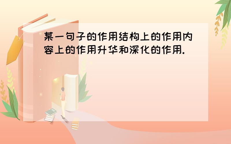 某一句子的作用结构上的作用内容上的作用升华和深化的作用.