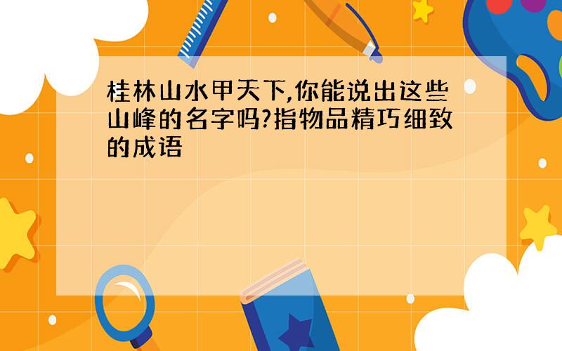 桂林山水甲天下,你能说出这些山峰的名字吗?指物品精巧细致的成语