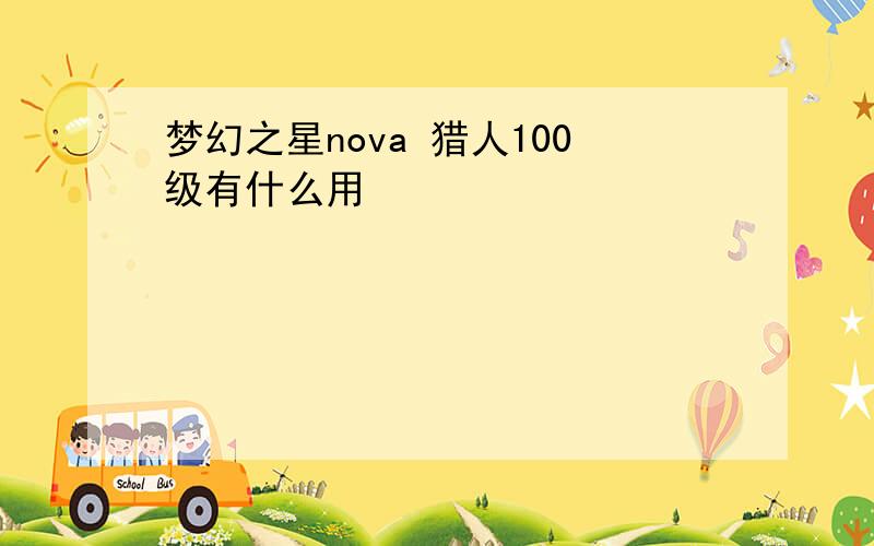 梦幻之星nova 猎人100级有什么用