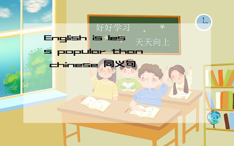 English is less popular than chinese 同义句