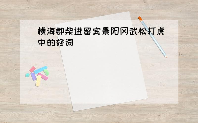 横海郡柴进留宾景阳冈武松打虎中的好词