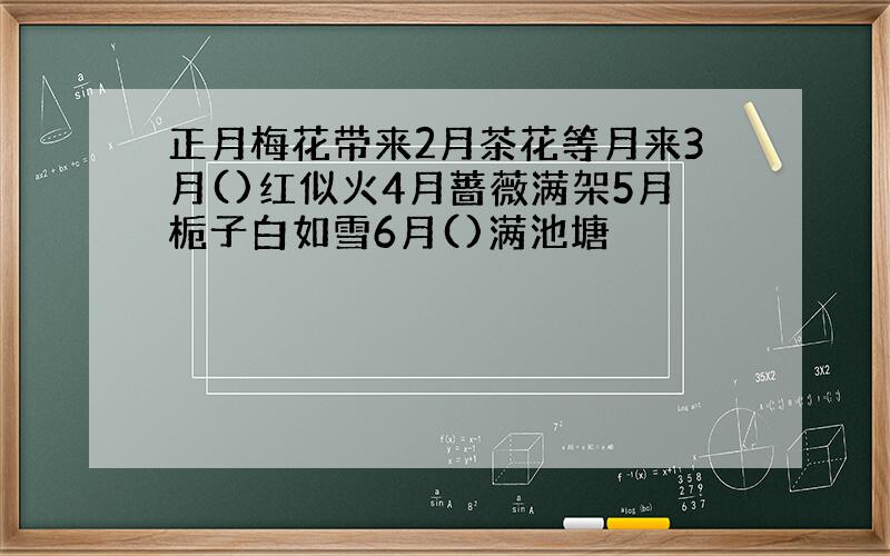 正月梅花带来2月茶花等月来3月()红似火4月蔷薇满架5月栀子白如雪6月()满池塘