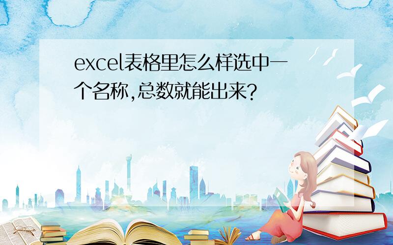 excel表格里怎么样选中一个名称,总数就能出来?