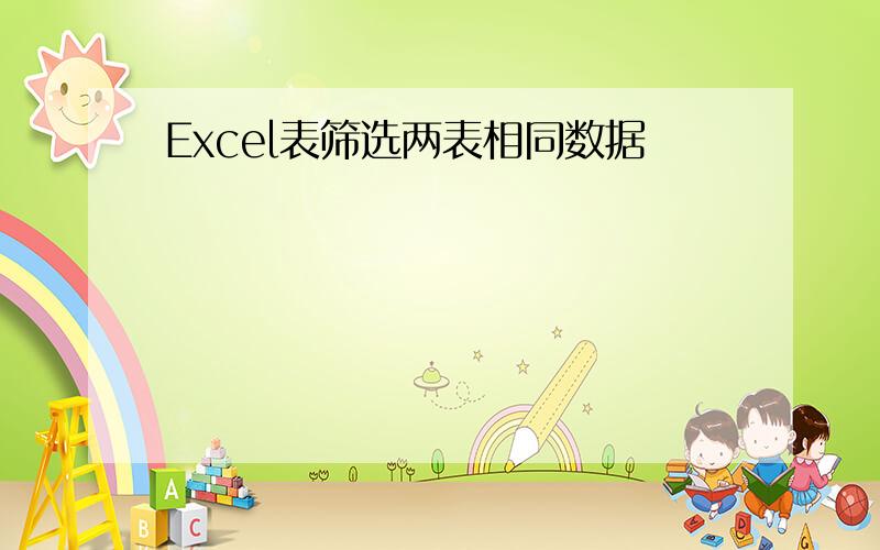 Excel表筛选两表相同数据