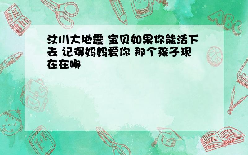 汶川大地震 宝贝如果你能活下去 记得妈妈爱你 那个孩子现在在哪