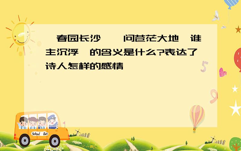 沁春园长沙,"问苍茫大地,谁主沉浮"的含义是什么?表达了诗人怎样的感情