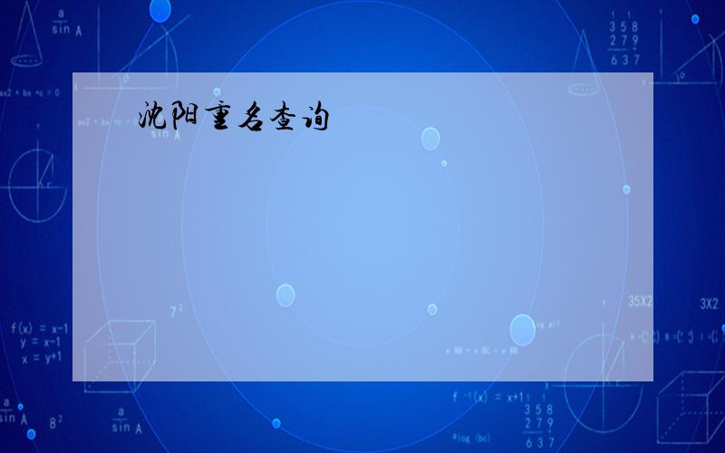 沈阳重名查询