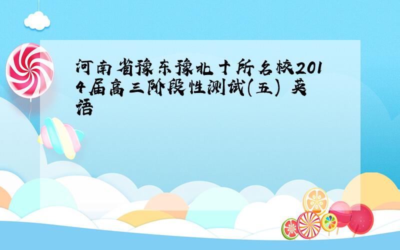 河南省豫东豫北十所名校2014届高三阶段性测试(五) 英语