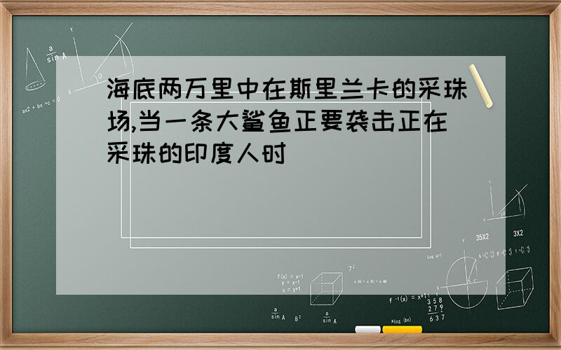 海底两万里中在斯里兰卡的采珠场,当一条大鲨鱼正要袭击正在采珠的印度人时