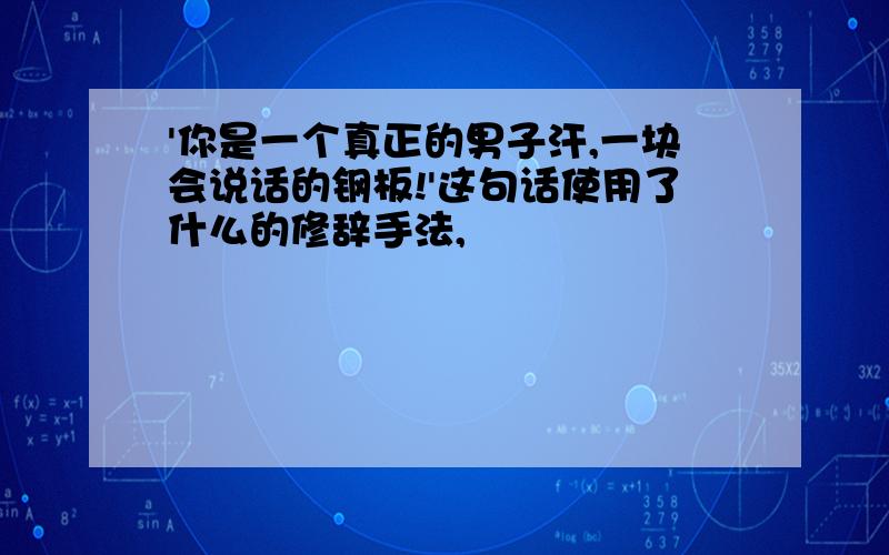 '你是一个真正的男子汗,一块会说话的钢板!'这句话使用了什么的修辞手法,