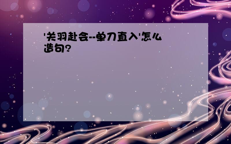 '关羽赴会--单刀直入'怎么造句?