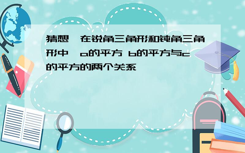 猜想,在锐角三角形和钝角三角形中,a的平方 b的平方与c的平方的两个关系,