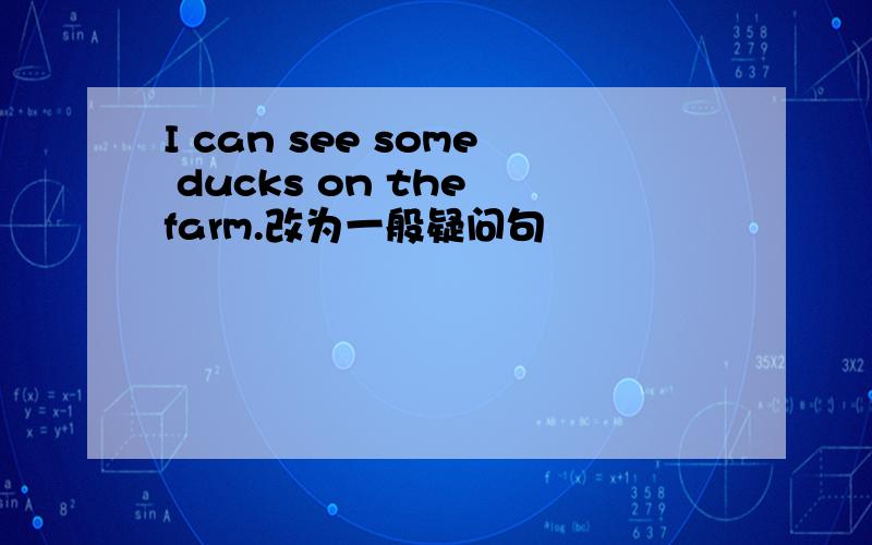 I can see some ducks on the farm.改为一般疑问句